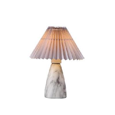 clara modern classic single bulb ceramic table lamp light pleated fabric shade - grey color