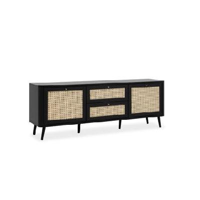 cliff lowline wooden tv stand entertainment unit 2-doors 2-drawers black