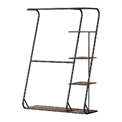 clothes rack coat stand 172cm 4-tier walnut