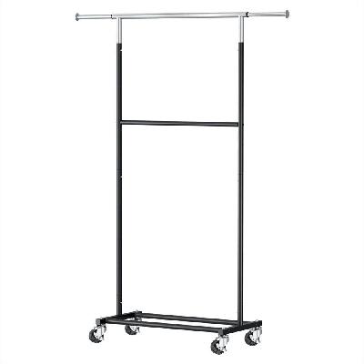 clothes rack double rod airer rail coat stand adjustable hanger