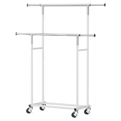 clothes rack double rod airer rail coat stand adjustable hanger