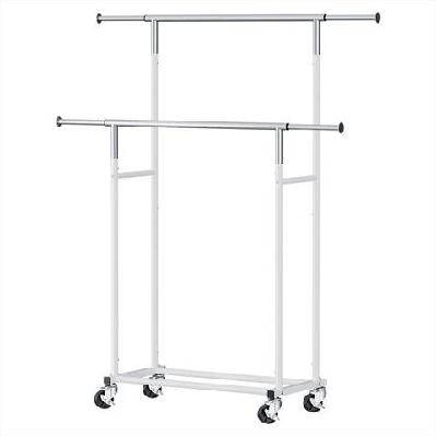 clothes rack double rod airer rail coat stand adjustable hanger