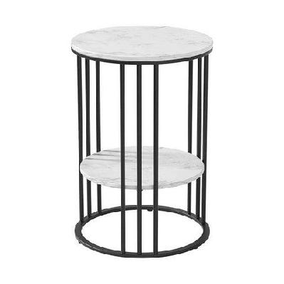 coffee table 2-tier round marble effect