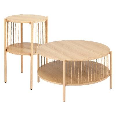coffee table 2-tier round wood