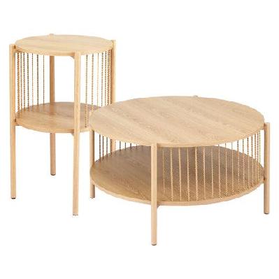 coffee table 2-tier round wood