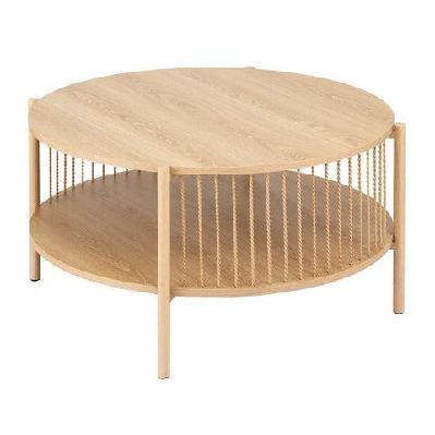 coffee table 2-tier round wood