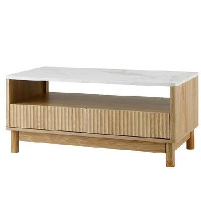 coffee table drawer shelf marble effect woodandwhite