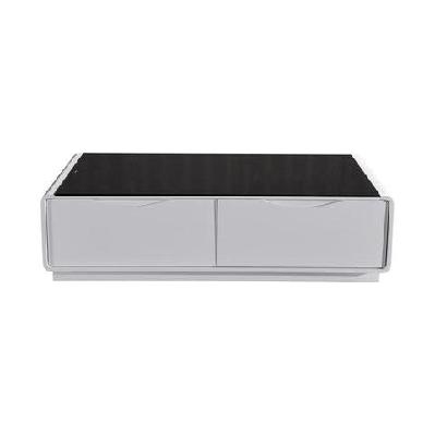 coffee table high gloss finish mdf black and white colour with 2 drawers storage