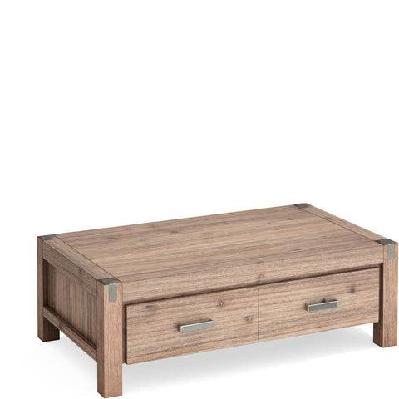 coffee table solid acacia wood and veneer 1 drawer storage oak colour