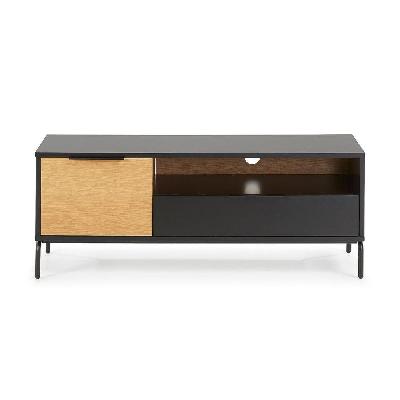 collen tv stand cabinet entertainment unit - black