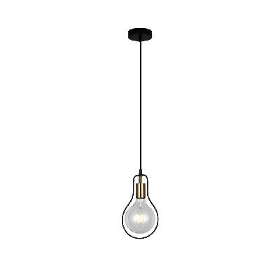 contour pendant lamp light interior es black wire pear with antique brass highlight od170mm