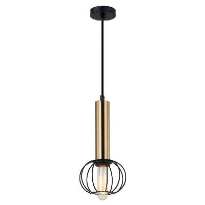 corazon pendant lamp light interior es antique brass with matte black cage round od150mm