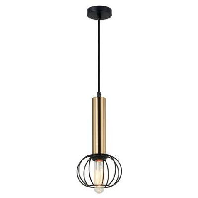 corazon pendant lamp light interior es antique brass with matte black cage round od150mm