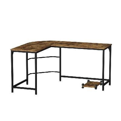 corner computer desk l-shaped student home office study table brown