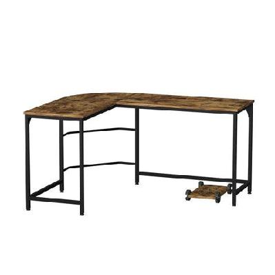 corner computer desk l-shaped student home office study table brown