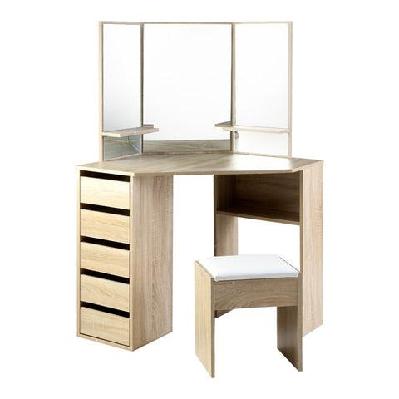 corner dressing table mirror stool set makeup vanity desk chair oak