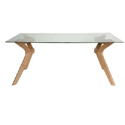 cox rectangular glass dining table - 180cm - natural