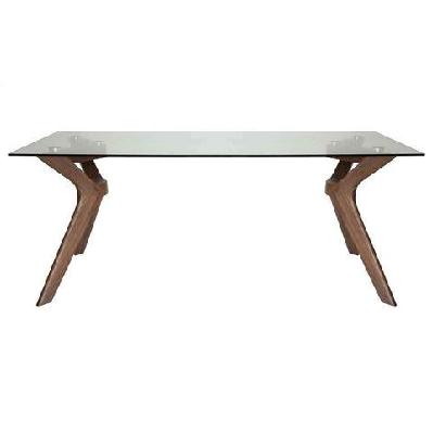 cox rectangular glass dining table - 180cm - walnut
