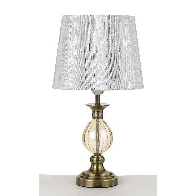 crest vintage table desk lamp light glass metal fabric antique brass amber gold 