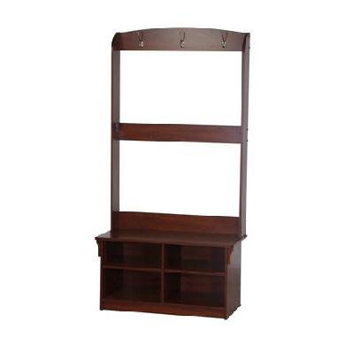 crosley 4 shelves hall tree coat rack shoe cabinet apple wood