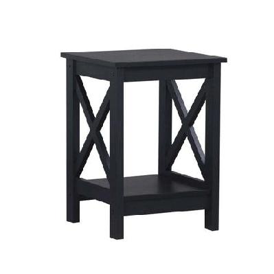 cyrus wooden open shelf end lamp side table black oak