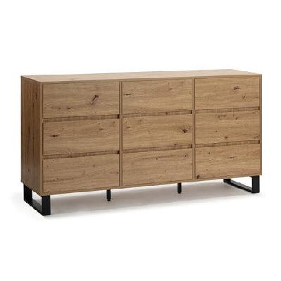 dan dresser chest of 9-drawers storage cabinet - oak/black