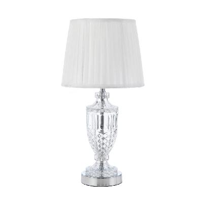 debden modern table desk lamp light metal glass fabric chrome ivory clear