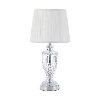 debden modern table desk lamp light metal glass fabric chrome ivory clear