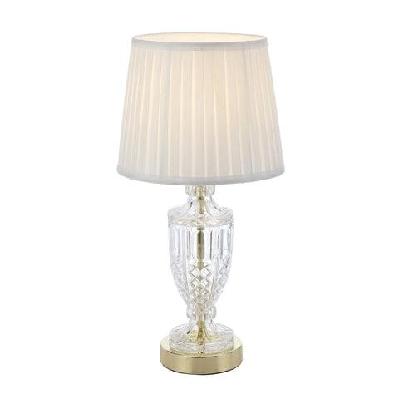 debden modern table desk lamp light metal glass fabric gold ivory clear