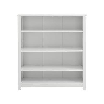 declan wooden modern 4-tier low bookcase display shelf storage cabinet - white