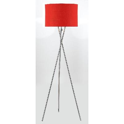 denise contemporary standing floor lamp light metal fabric chrome red