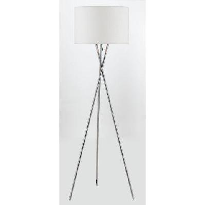denise contemporary standing floor lamp light metal fabric chrome white