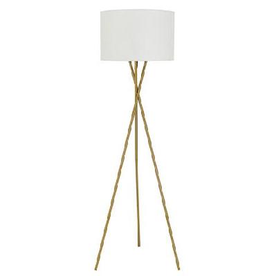 denise contemporary standing floor lamp light metal fabric ivory antique gold