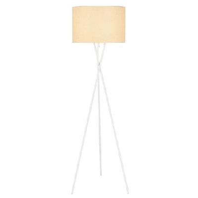 denise contemporary standing floor lamp light metal fabric white matt wheat