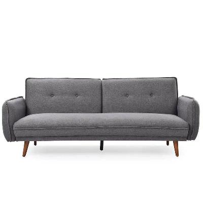 designer modern 3-seater fabric lounge couch sofa bed - dark grey