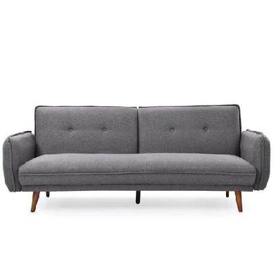 designer modern 3-seater fabric lounge couch sofa bed - dark grey