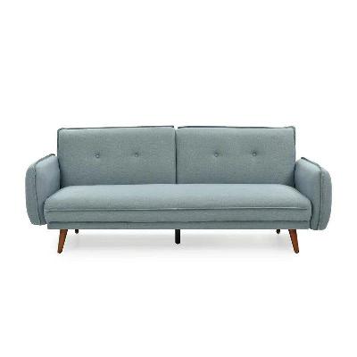 designer modern 3-seater fabric lounge couch sofa bed - light blue