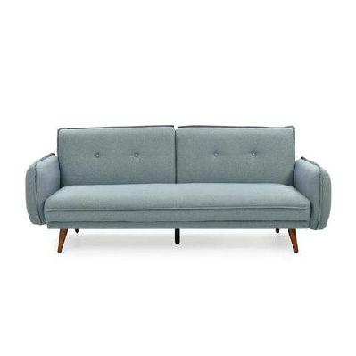 designer modern 3-seater fabric lounge couch sofa bed - light blue