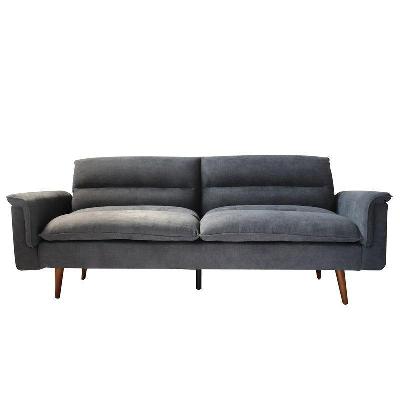 designer modern 3-seater suede fabric lounge couch sofa bed - grey