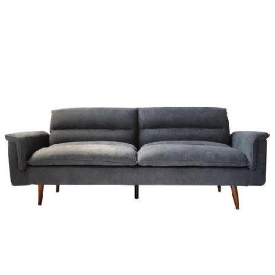 designer modern 3-seater suede fabric lounge couch sofa bed - grey