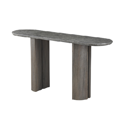 devika glossy artificial marble effect hallway console table grey