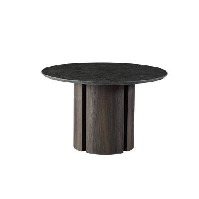 devika round glossy artificial marble effect kitchen dining table 120cm grey