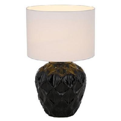 diaz modern table desk lamp light fabric ceramic black white gloss