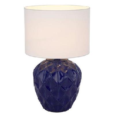 diaz modern table desk lamp light fabric ceramic blue white gloss