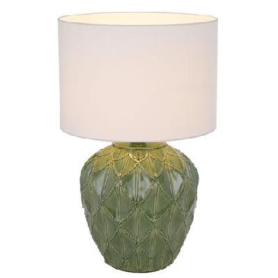 diaz modern table desk lamp light fabric ceramic white green gloss