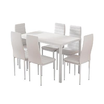 dining chairs and table dining set 6 chair set of 7 wooden top white