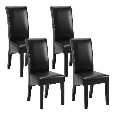 dining chairs set of 2 leather parsons chair black