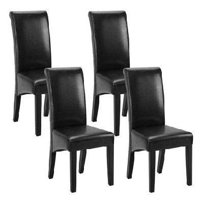 dining chairs set of 2 leather parsons chair black