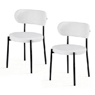 dining chairs set of 2 sherpa boucle white