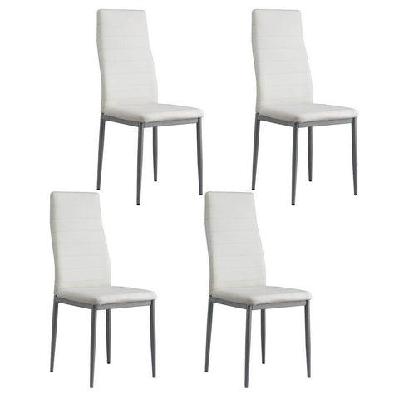 dining chairs set of 4 leather channel tufted white